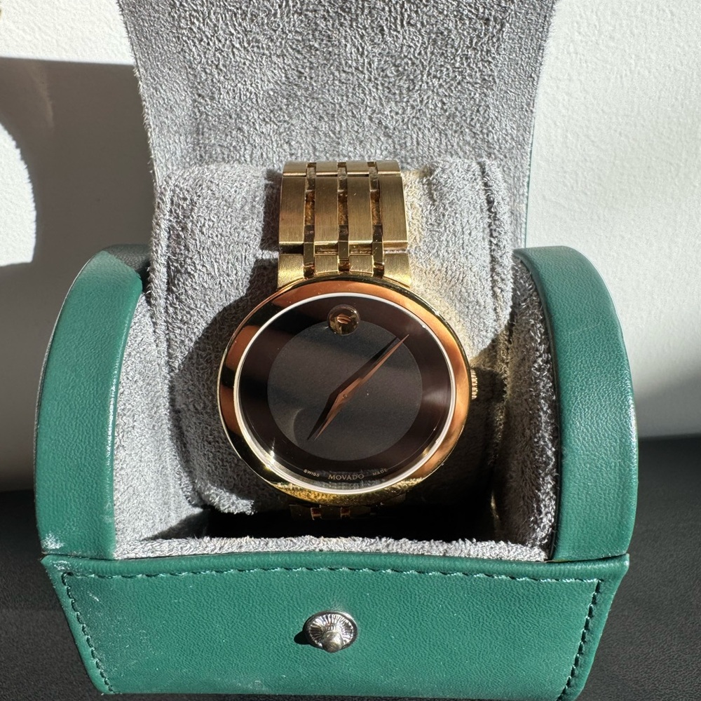 Movado Gold Watch with Black Dial